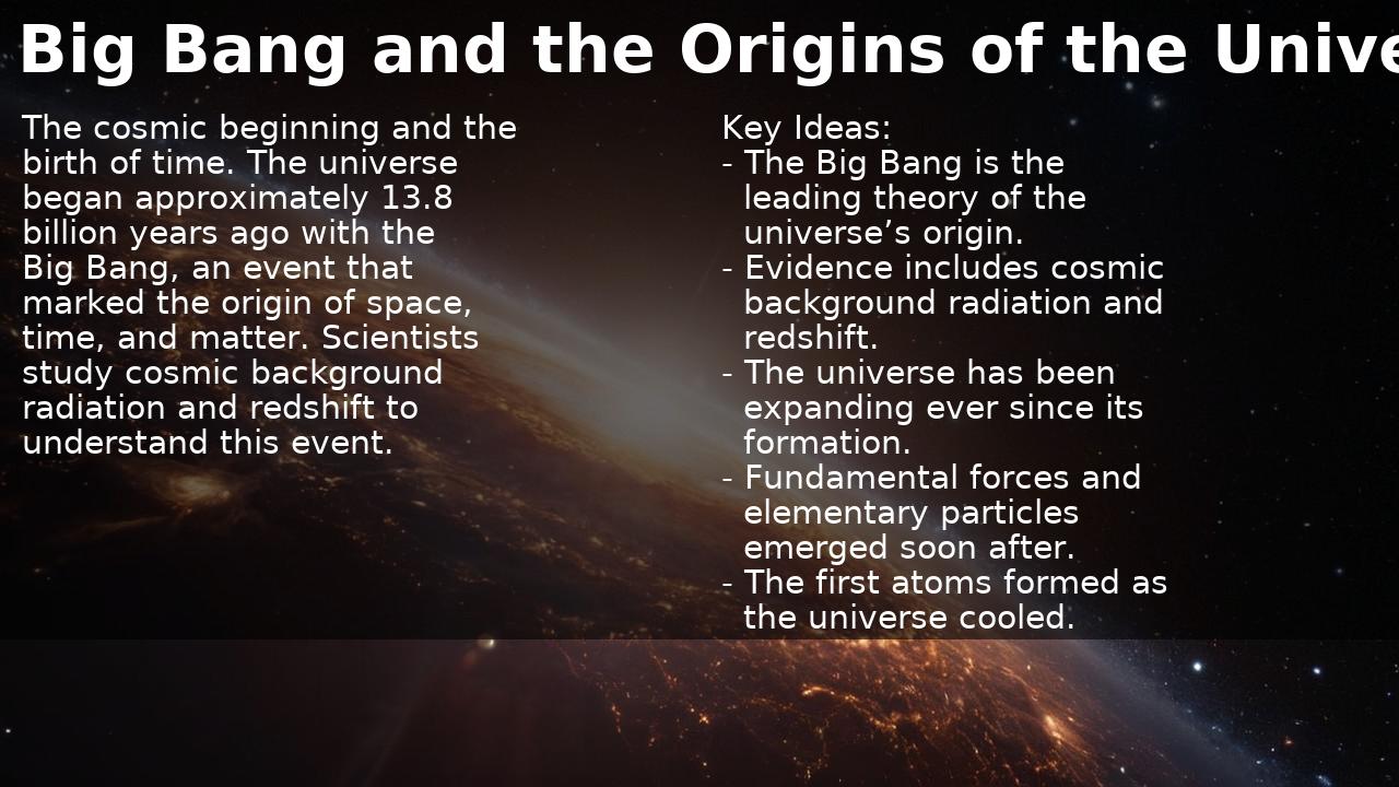 The Big Bang and the Origins of the Universe