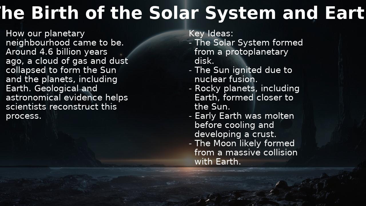 The Birth of the Solar System and Earth